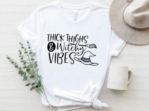 Thick Thighs and Witch Vibes Halloween 2022 Shirt