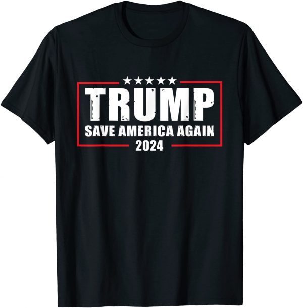 Trump 2024 Save America Again Trump American Flag 2022 Shirt