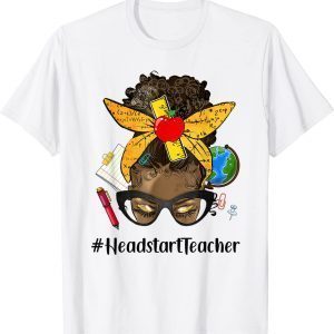 Womens Afro Messy Bun Headstart Teacher Life Back to School Classic Shirt