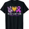 Alzheimer's Awareness Peace Love Cure Purple Ribbon 2022 Shirt