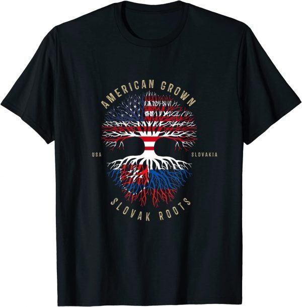 American Grown Slovak Roots Vintage USA & Slovakia Flags Classic Shirt