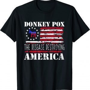 Anti Biden Donkey Pox The Disease Destroying America US Flag 2023 Shirt