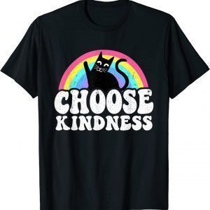 Anti Bullying Rainbow Peace Kind Hippie Cat Choose Kindness T-Shirt