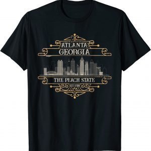 Atlanta Georgia Skyline Sketch Vintage State Capital Facts Classic Shirt