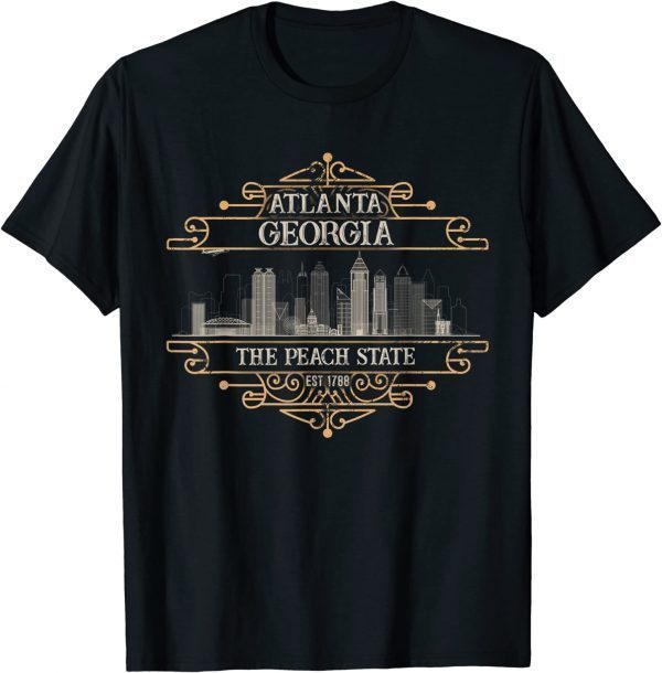 Atlanta Georgia Skyline Sketch Vintage State Capital Facts Classic Shirt