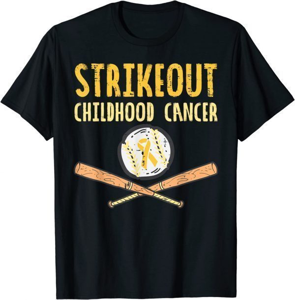 Baseball Strikeout Childhood Cancer Awareness Ribbon Support 2023 Shirt