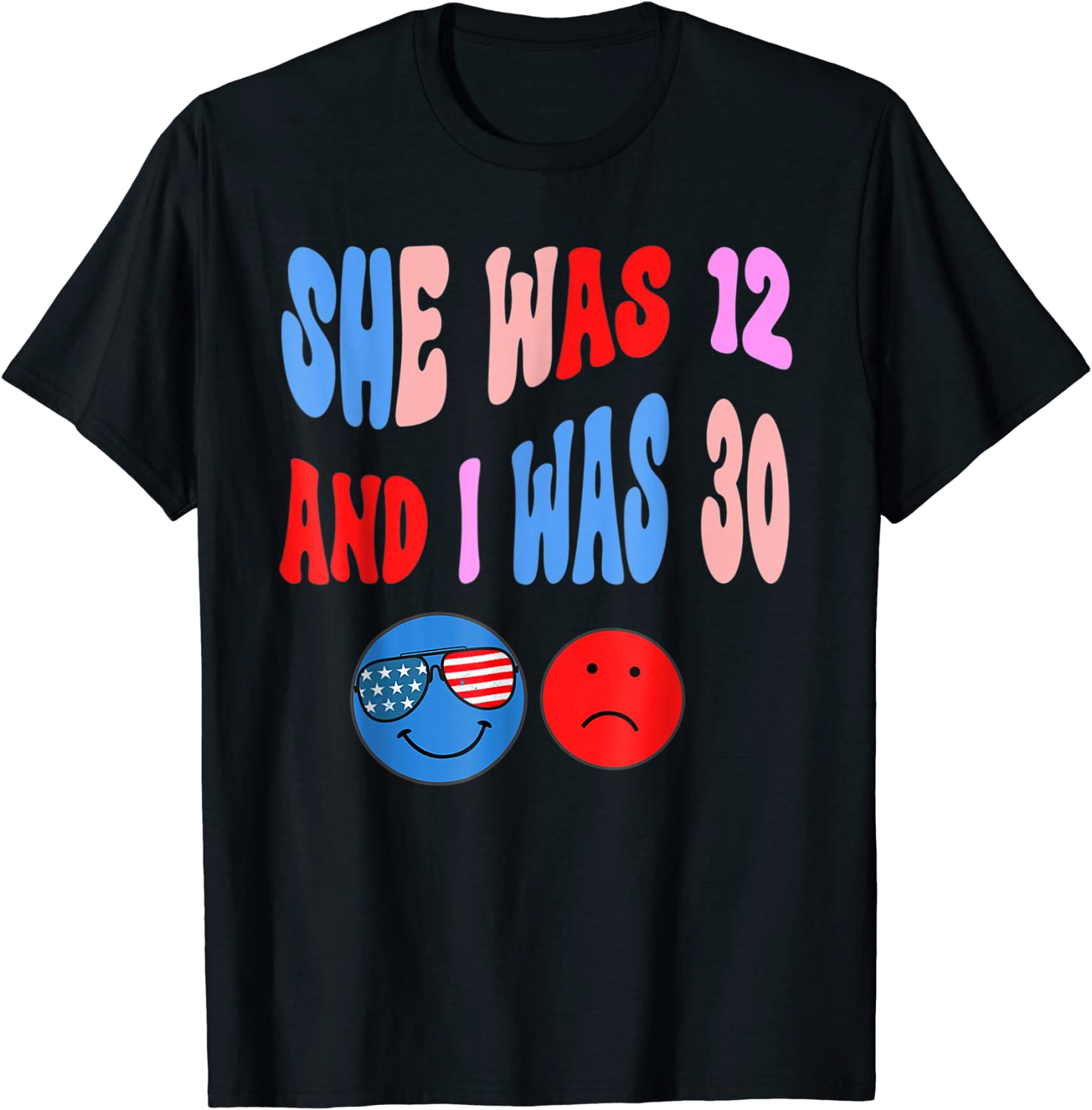 Biden She Was 12 and I Was 30 groovy flag glasses Classic Shirt