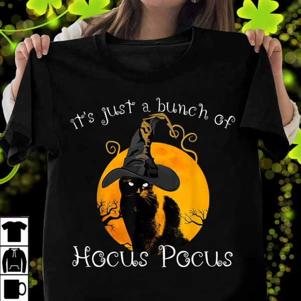 Black Cat Moon Halloween Costume Bunch Of Hocus Pocus Classic Shirt