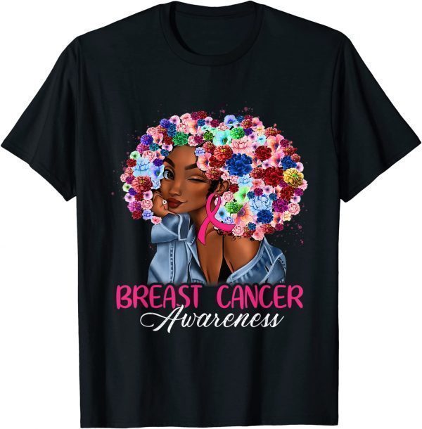 Black Girl Woman Breast Cancer Awareness Pink Ribbon October Classic Shirt