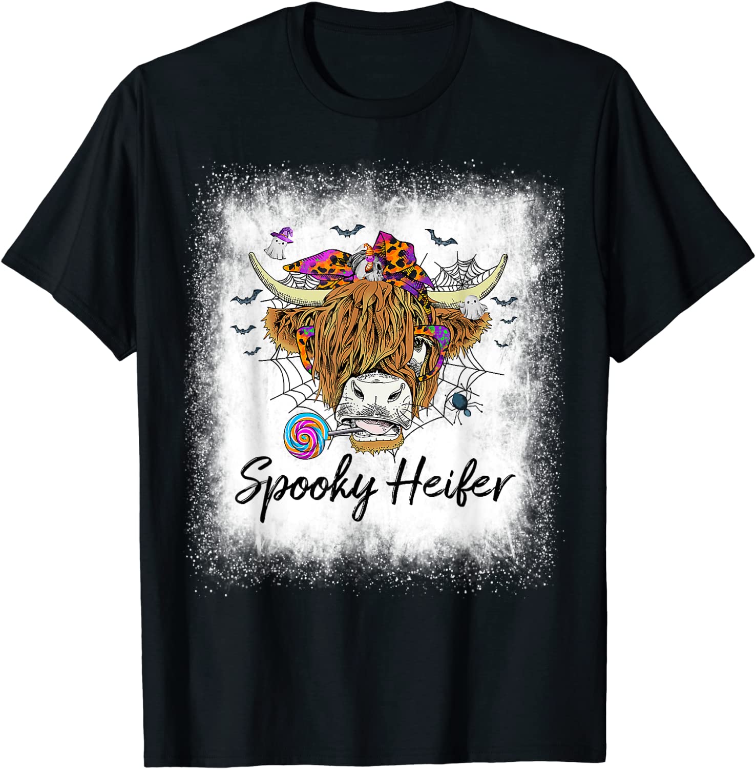 Bleached Spooky Heifer Spooky Vibes Cow Lover Halloween 2022 Shirt
