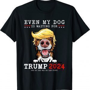 Border Collie Dog Even My Dog Is Waiting For Trump 2024 Limited Shirt