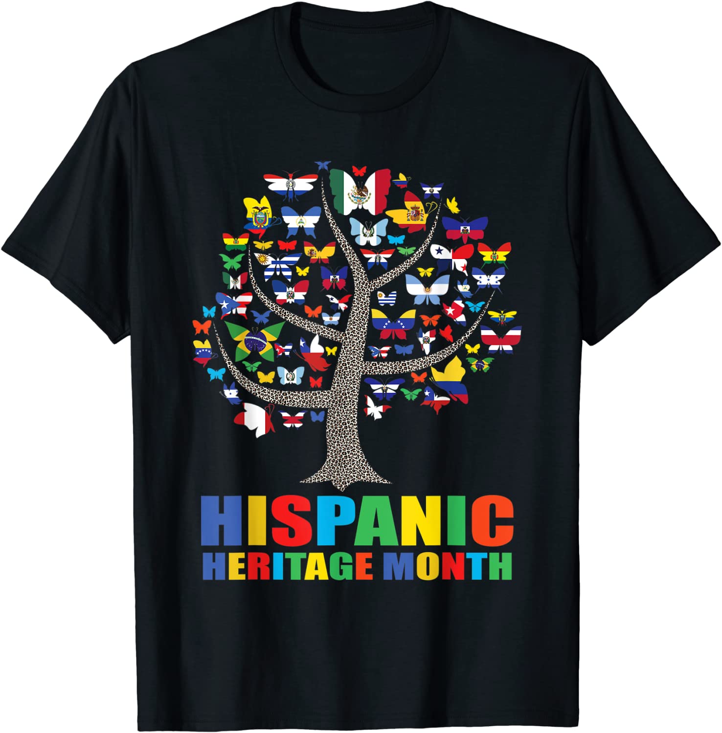 Butterfly Flag National Hispanic Heritage Month Tree Leopard Classic Shirt