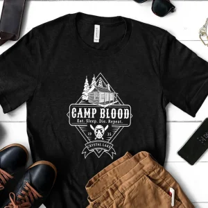 Camp Blood Eat Sleep Die Repeat Crystal Lake Jason Graphic Horror Halloween 2023 Shirt