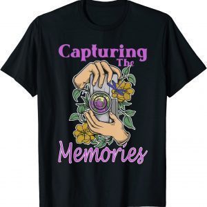 Capture The Memories Photography Camera Flowers & Dragonfly T-Shirt