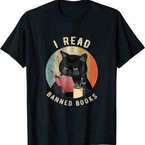 Cat I Read Banned Books Bookworms Reading Book Tee Shirt