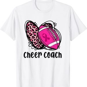 Cheer Coach Leopard Cheerleading Football Mom Breast Cancer 2022 Shirt