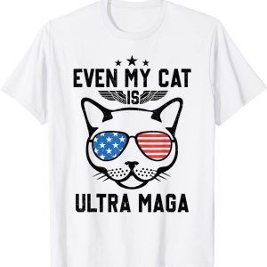 Even My Cat Is ULTRA MAGA Proud Republican Cat USA Flag Classic Shirt