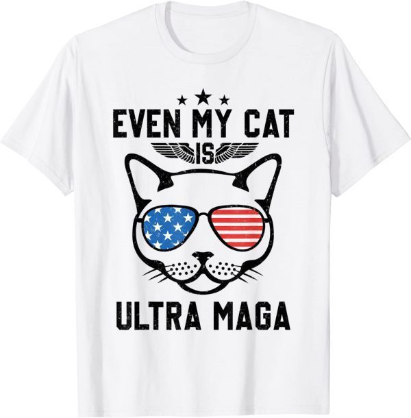 Even My Cat Is ULTRA MAGA Proud Republican Cat USA Flag Classic Shirt