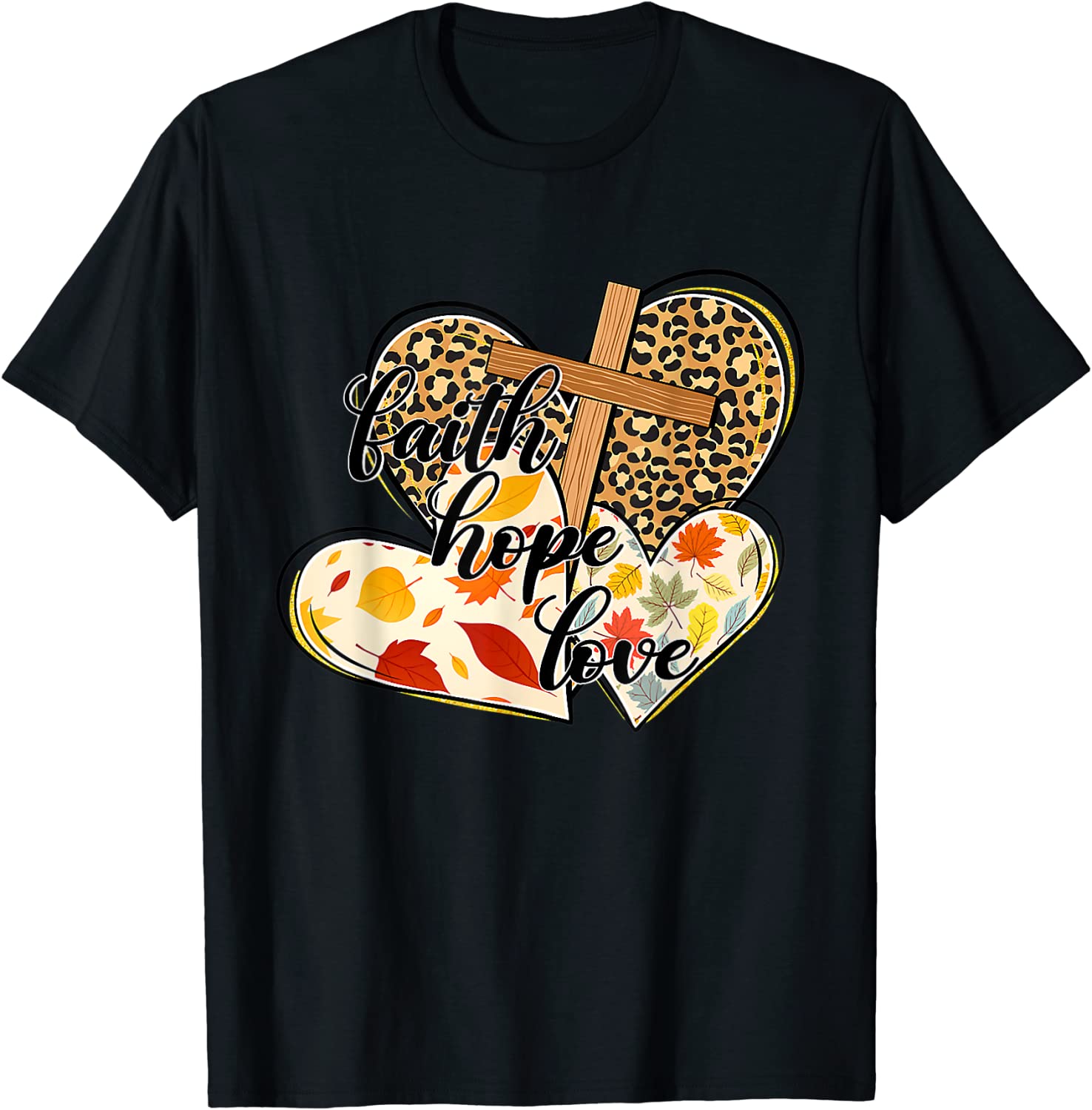 Faith Hope Love Leopard Heart Fall Vibes Autumn Leaves 2022 Shirt