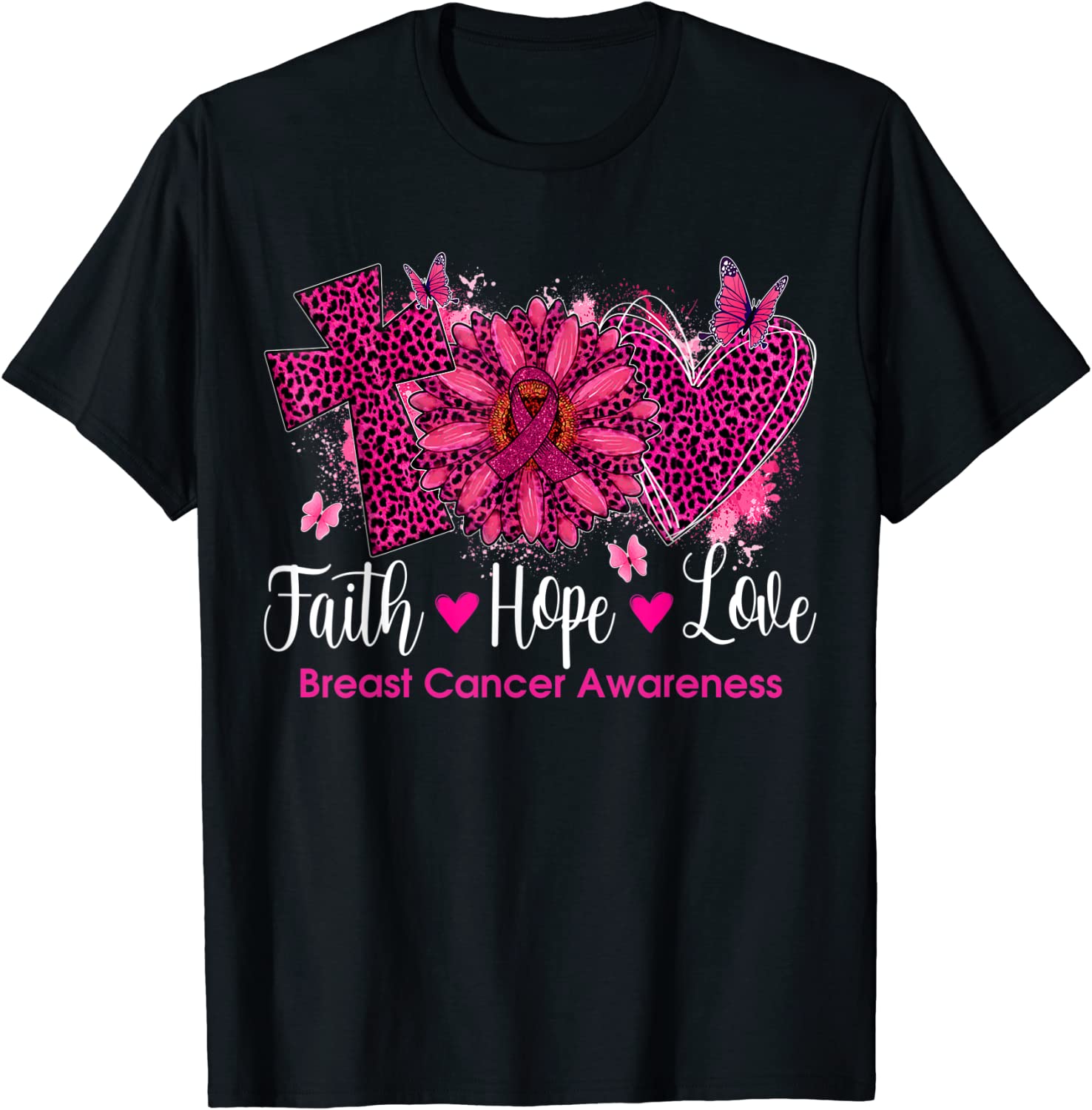 Faith Hope Love Sunflower Breast Cancer Awareness 2022 Shirt