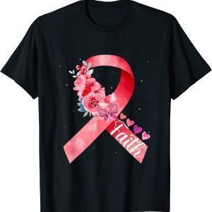 Faith Pink Ribbon Flowers Breast Cancer Awareness 2022 Shirt