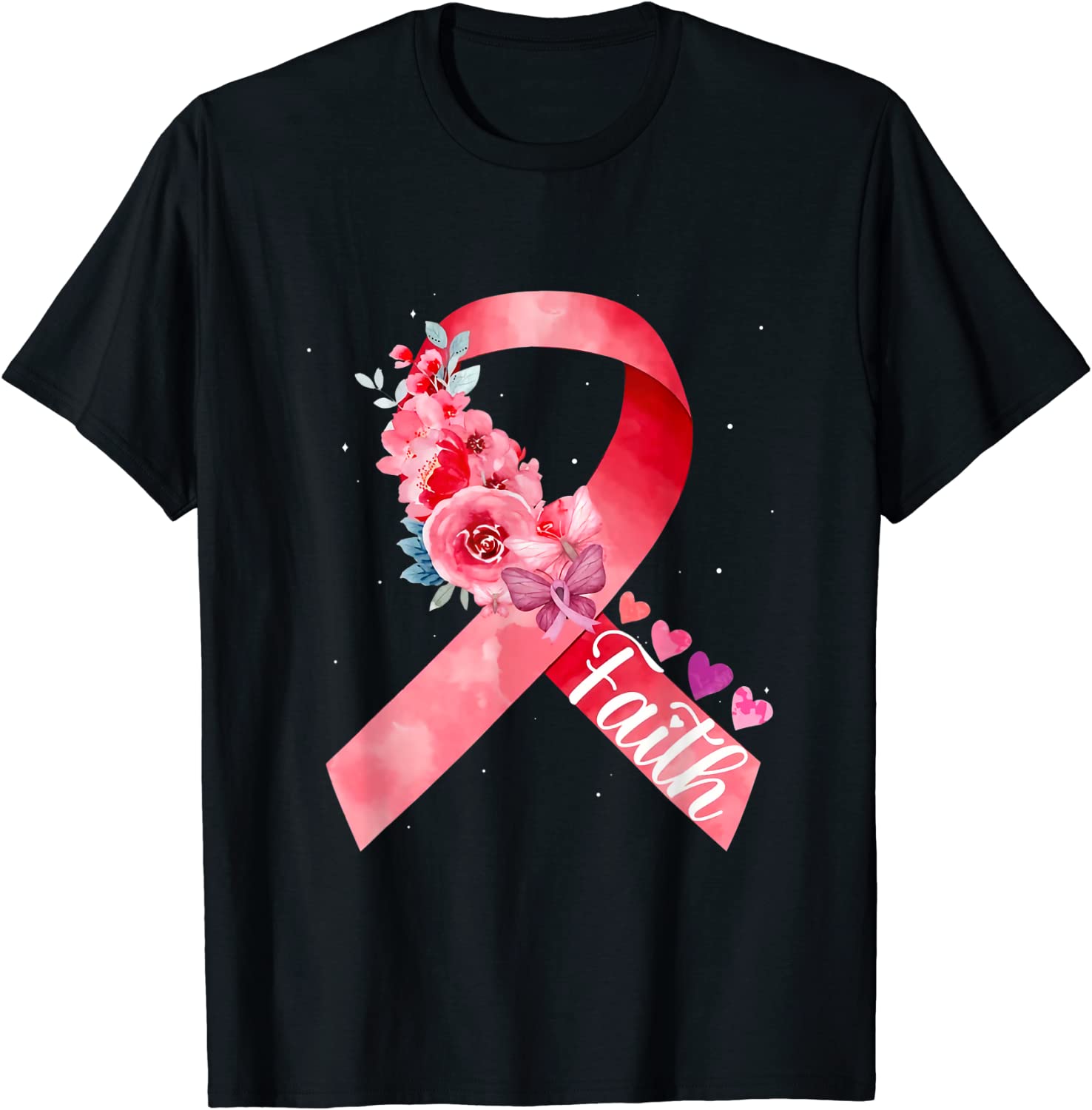 Faith Pink Ribbon Flowers Breast Cancer Awareness 2022 Shirt