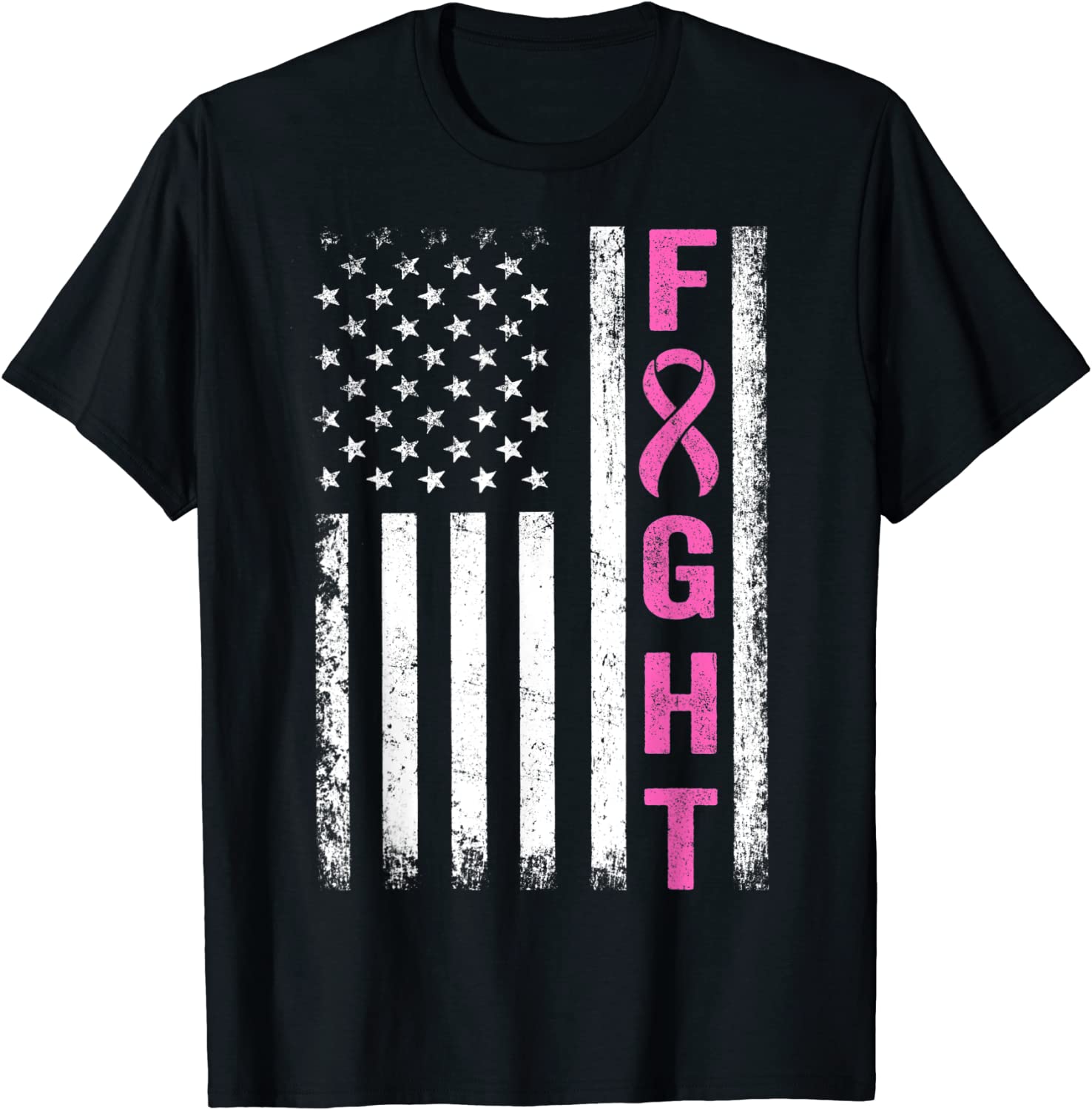 Fight Breast Survivor American Flag Breast Cancer Awareness Classic Shirt