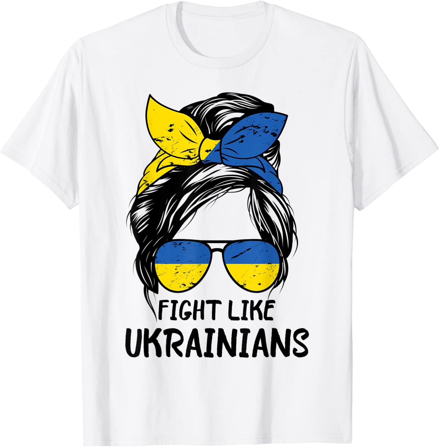 Fight Like Ukrainians Messy Bun Ukrainian Flag 2022 Shirt