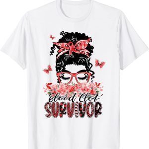Flower Butterfly Messy Bun Blood Clot Survivor Classic Shirt