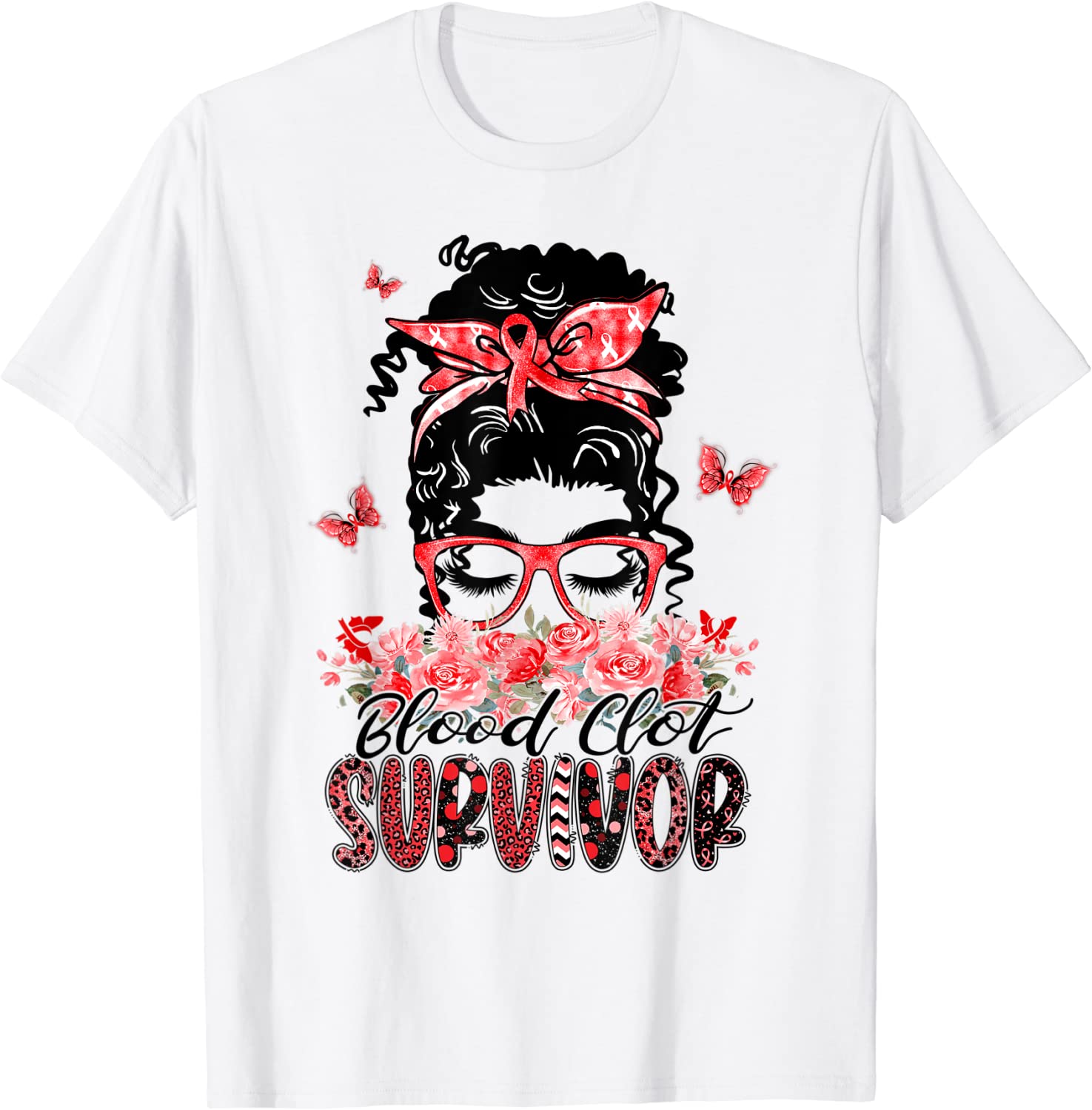 Flower Butterfly Messy Bun Blood Clot Survivor Classic Shirt