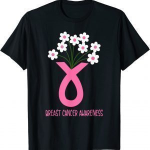 Flower Jar pink ribbon Breast cancer Awareness month 2022 Shirt