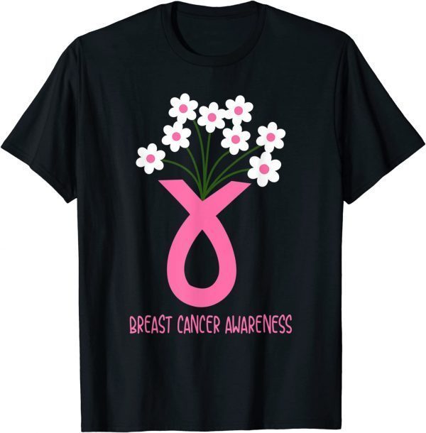 Flower Jar pink ribbon Breast cancer Awareness month 2022 Shirt