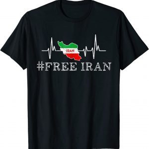 Free Iran Symbol Flag Heartbeat Freedom Love 2022 Shirt