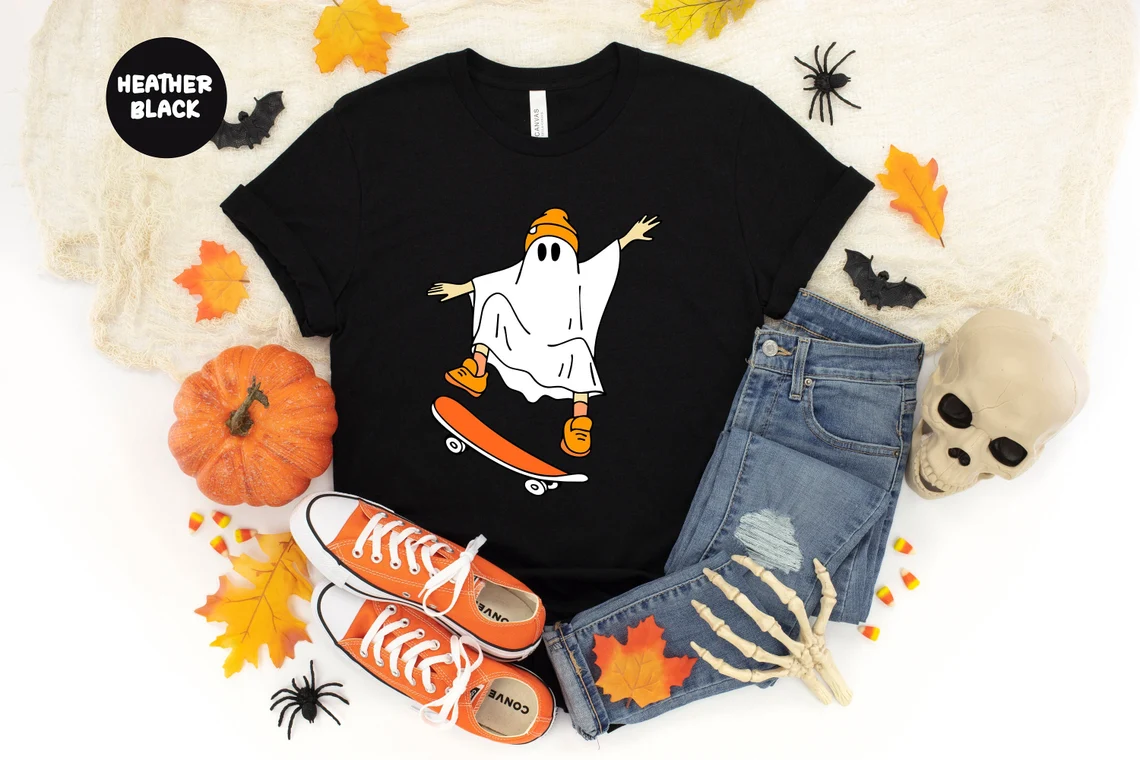 Ghost Skateboard Halloween Classic Shirt