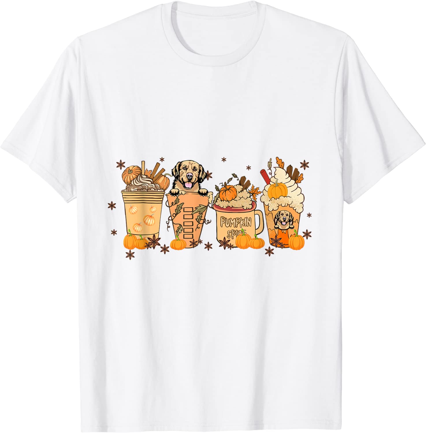 Golden Retriever Dog Pumpkin Latte Spice Fall Thanksgiving 2023 Shirt