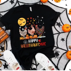 HalloThanksMas Halloween Chicken Thanksgiving Ugly Christmas 2022 Shirt