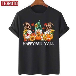 Happy Fall Y’all Leopard Gnome Sunflowers Thanksgiving Day Classic Shirt