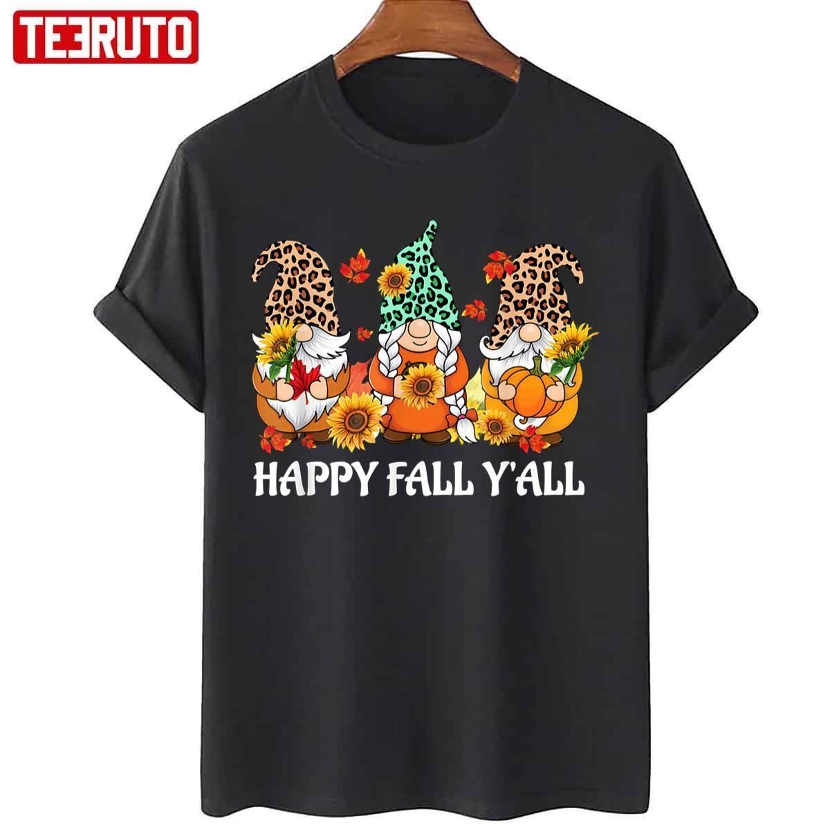 Happy Fall Y’all Leopard Gnome Sunflowers Thanksgiving Day Classic Shirt