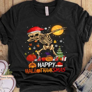 Happy Hallothanksmas Dabbing Skeleton 2022 Shirt