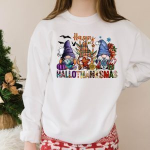 Happy Hallothanksmas Gnomes Halloween Thanksgiving Christmas 2022 Shirt