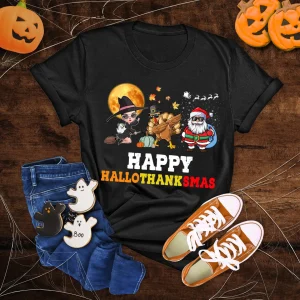 Happy Hallothanksmas Halloween Thanksgiving Christmas Squad 2022 Shirt