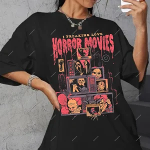 I Freaking Love Horror Movies Halloween 2023 Shirt