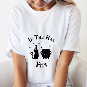 If the hat Fits cute cat and cauldron Halloween 2023 Shirt