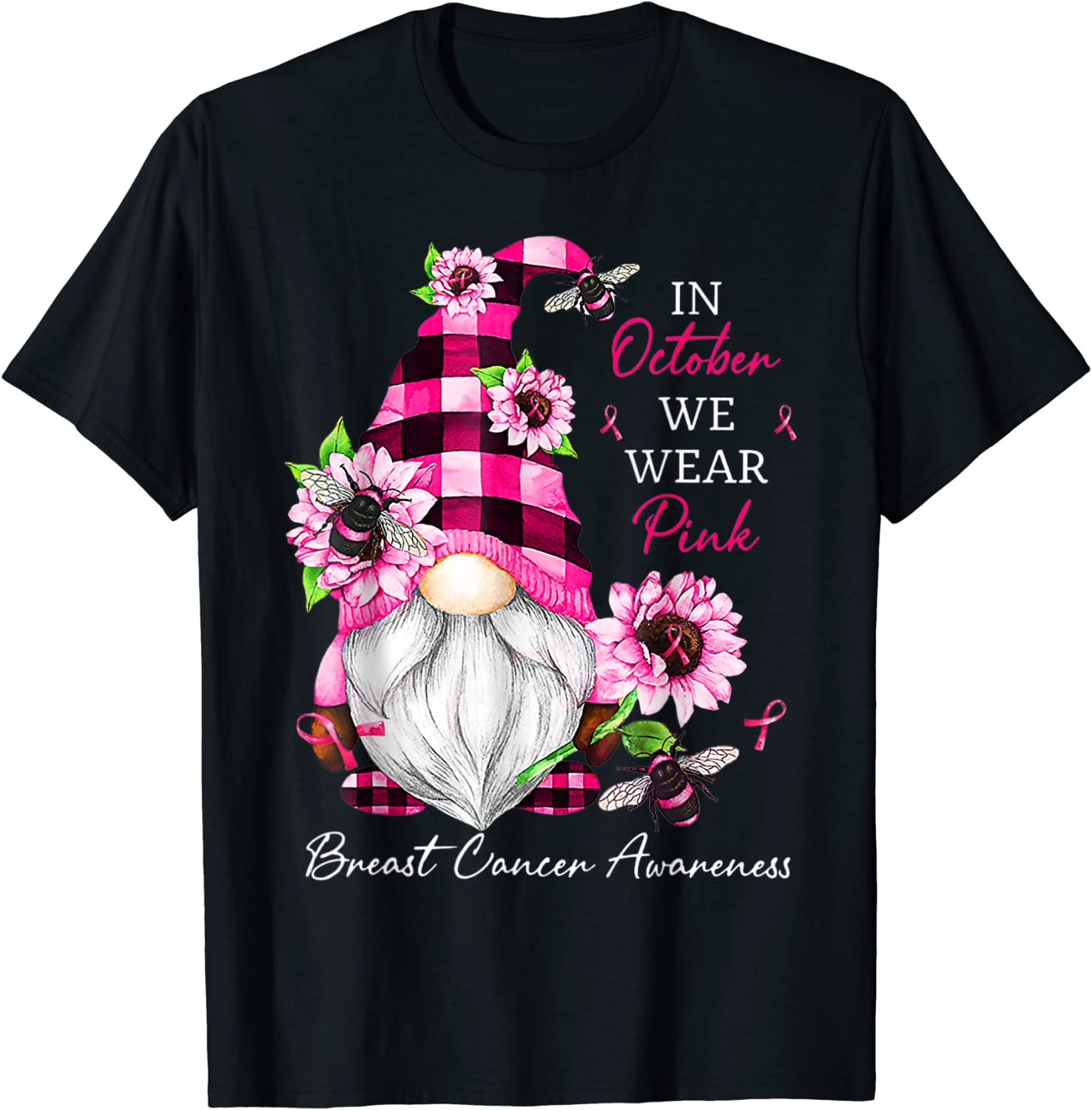 In Oct We Wear Pink Cute Gnome Breast Cancer Awareness 2022 Shirt 4984