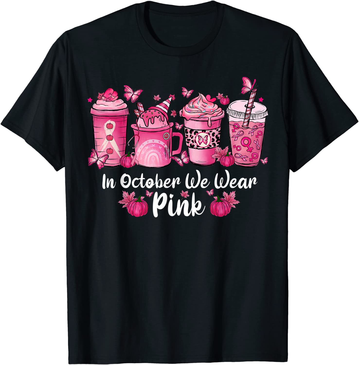 In October We Wear Pink Coffee Spice Breast Cancer Awareness 2022 Shirt