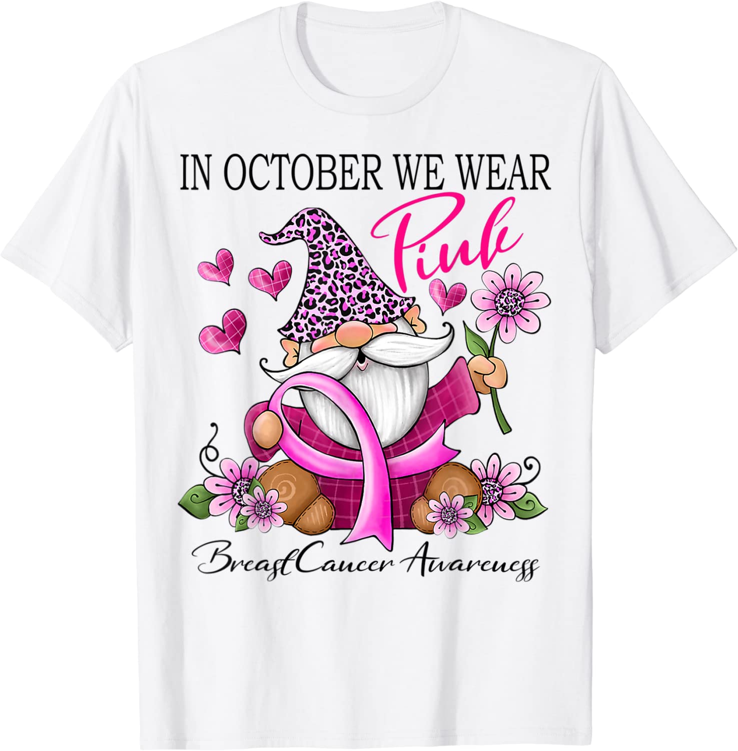 In October We Wear Pink Gnome Breast Cancer Awareness Classic Shirt