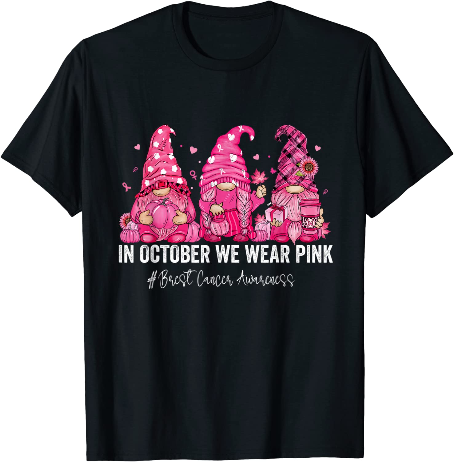 In October We Wear Pink Gnomes Bleached Breast Cancer 2022 Shirt