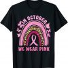 In October We Wear Pink Leopard Breast Cancer Awareness Classic Shirt