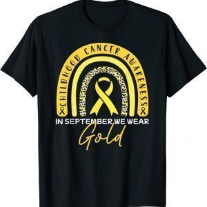 In September We Wear Rainbow Leopard Childhood Cancer Yellow Classic Shirt
