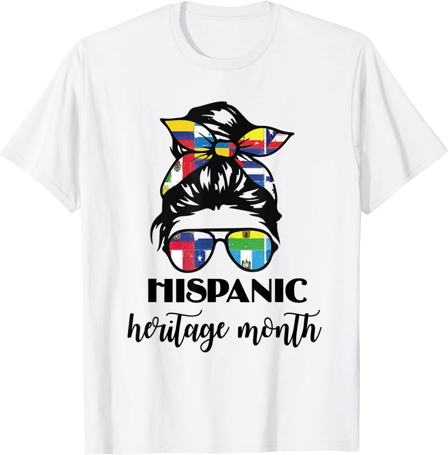 Latin American Flags Hispanic Heritage Month Messy hair bun 2023 Shirt